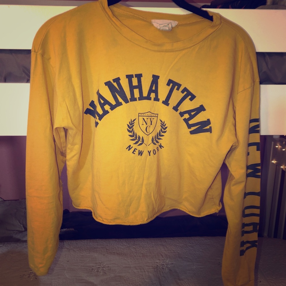 Yellow long sleeve crop top